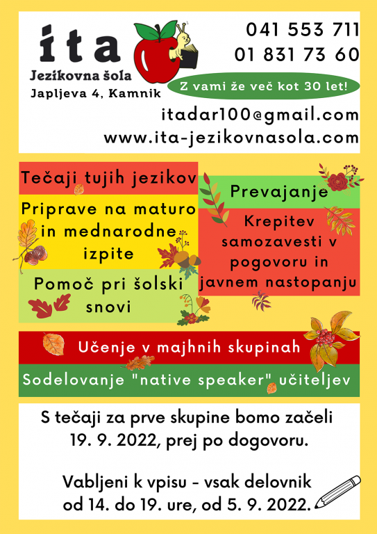Jezikovna Šola ITA Kamnik – Aktualno